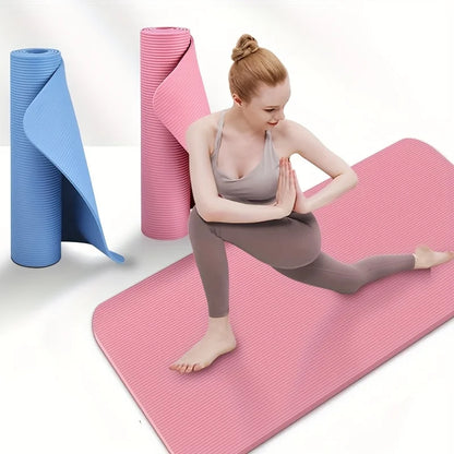 2 Pcs Yoga Mat with Strap Set, High Quality Thick Cushioning for Joint Protection, Non Slip Textured Surface for Stability