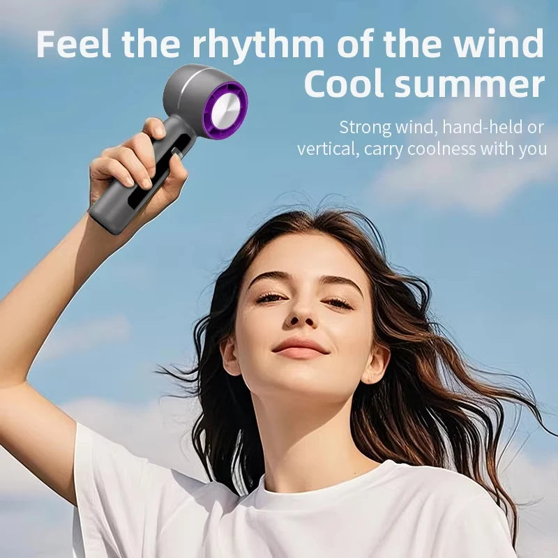 Portable Handheld Fan with LED Display & Lanyard 199-speed High Speed Turbo Wind Summer Cooling Fan 3000mAh 6Hours Battery Life
