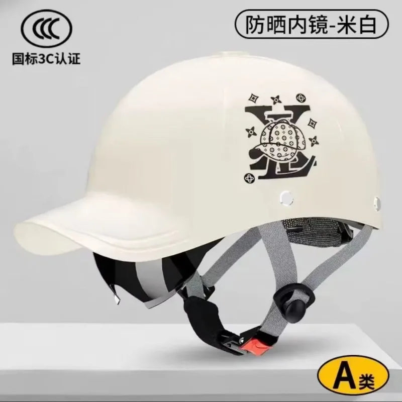 New motorcycle helmet sunshade, electric bicycle riding motorcycle breathable retro hard duckbill cap semi helmet fashionable