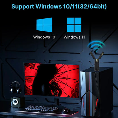 Fenvi WiFi 7 USB Adapter BE6500 802.11BE Wireless WiFi card 6500Mbps USB3.0 WiFi Dongle 2.4G/5G/6GHz For Win 10/11 Driver Free