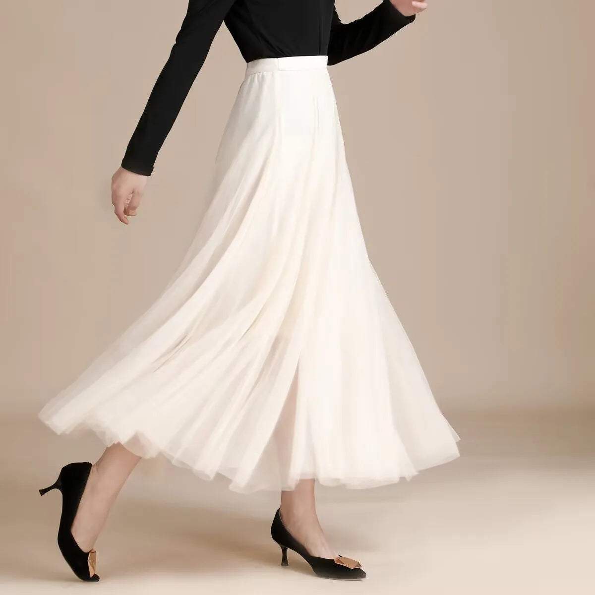 19 Colors 720 Degree Women's Spring Summer New Solid Long Skirt Big Swing Mesh Skirt A-line Dance Skirt