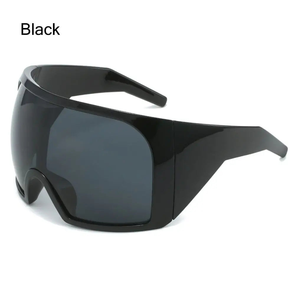 Futuristic Wrap Around Sunglasses Rave Curved Lens UV400 Protection 2000'S Eyewear Oversized Y2K Sun Glasses for Women & Men