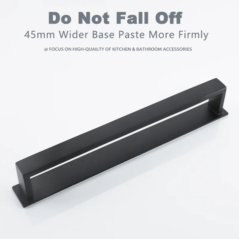 Black Stainless Steel Towel Holder No Drill Wall Shower Towel Shelf Kitchen Towel Hanger Rail Bathroom Towel Rack Self Adhesive