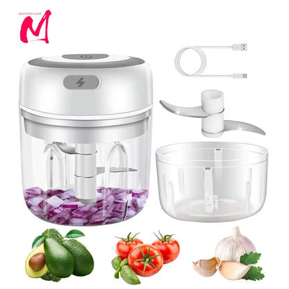 Electric Garlic Mincer 250ML Vegetable Chopper Food Chopper, USB Mini Garlic Mincer, Onion Chopper Portable Small Food Processor