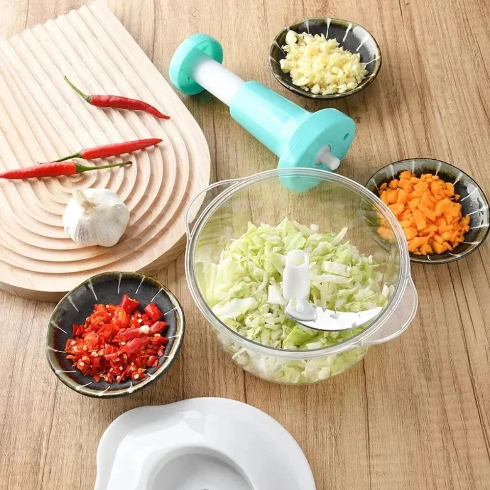 Manual Food Chopper Vegetable Chopper Hand Press Household Garlic Press Multifunctional Meat Grinder for Fruits Veggies Salad