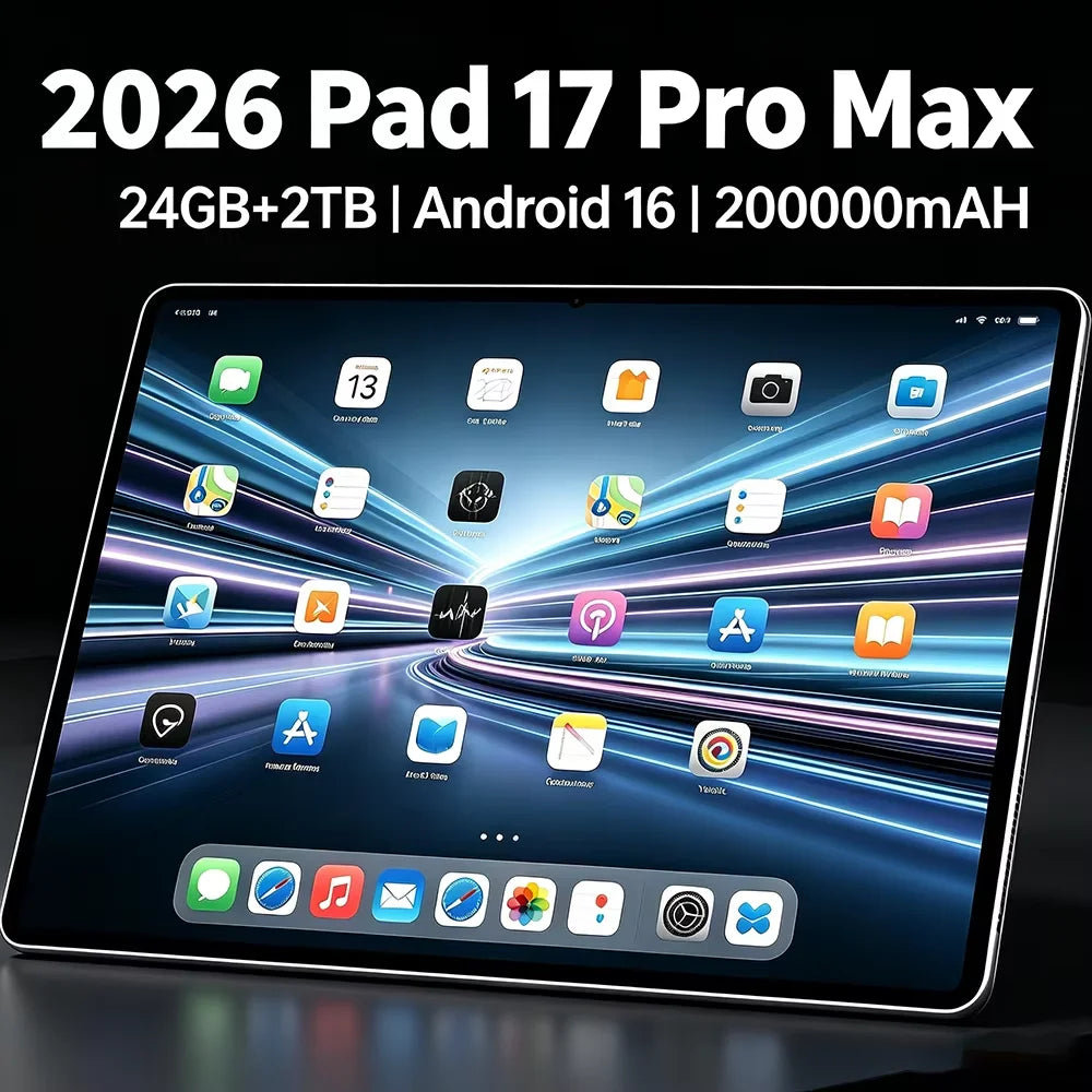 2026 Pad 17 Pro Max Tablet PC 11 Inch 24GB 2T Android16 Snapdrago 8gen3 5G Dual SIM Call WIFI 20000mAh Tablet Face Recognition