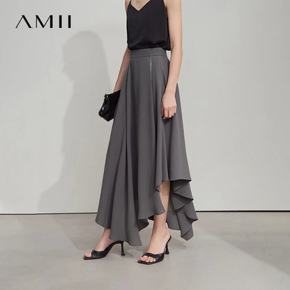 AMII Minimalist Office Lady Skirts Women 2025 New Summer Solid Loose Asymmetric Large A-line Skirt Female Fashion 12542168