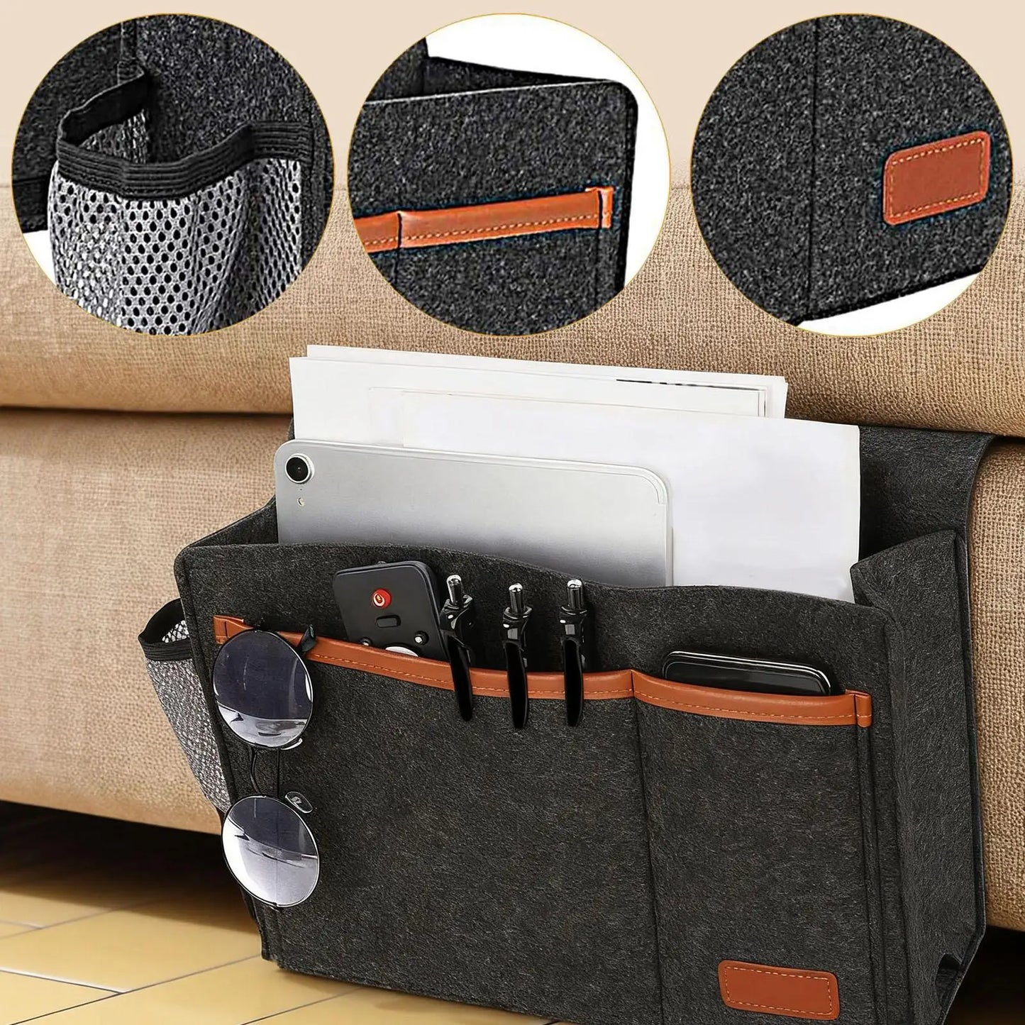 Hanging Bedside Bag, Under Mattress Storage Organizer, Bedside Pockets, Thick