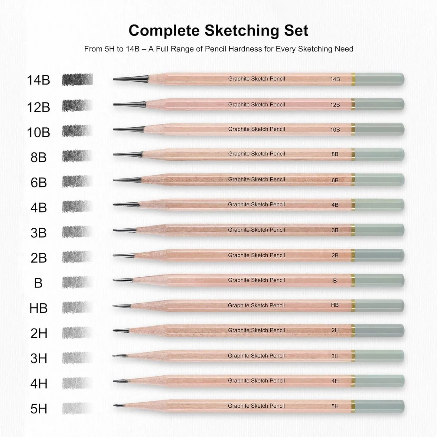 14-96 Pro Drawing Pencil Set,Sketch Pencils Art Supplies with Graphite,Charcoal,Erasers etc tool,Portable Zippered Travel Case