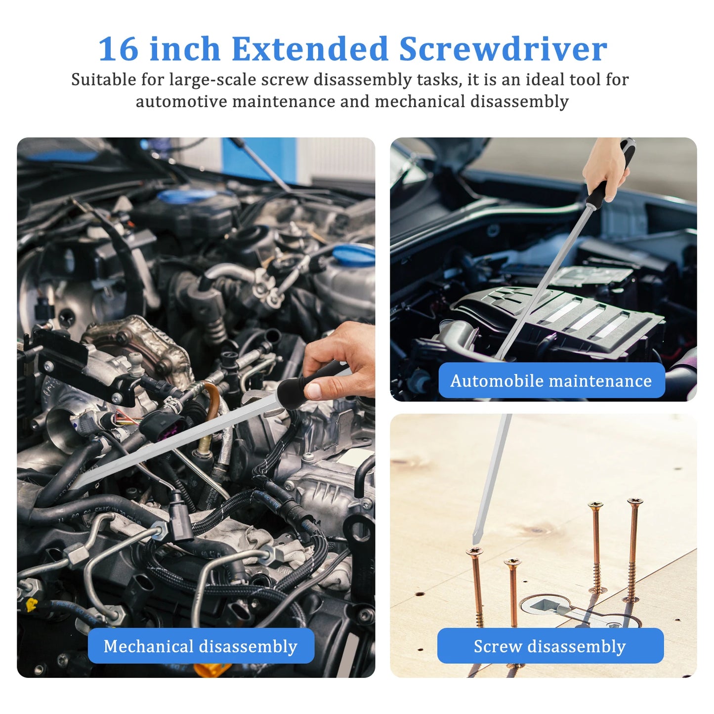 1/2 Pcs Extended Demolition Screwdriver 22.24 Inch Chrome Vanadium Steel Heavy Duty Slotted Screwdriver Set for Car Repair Tools