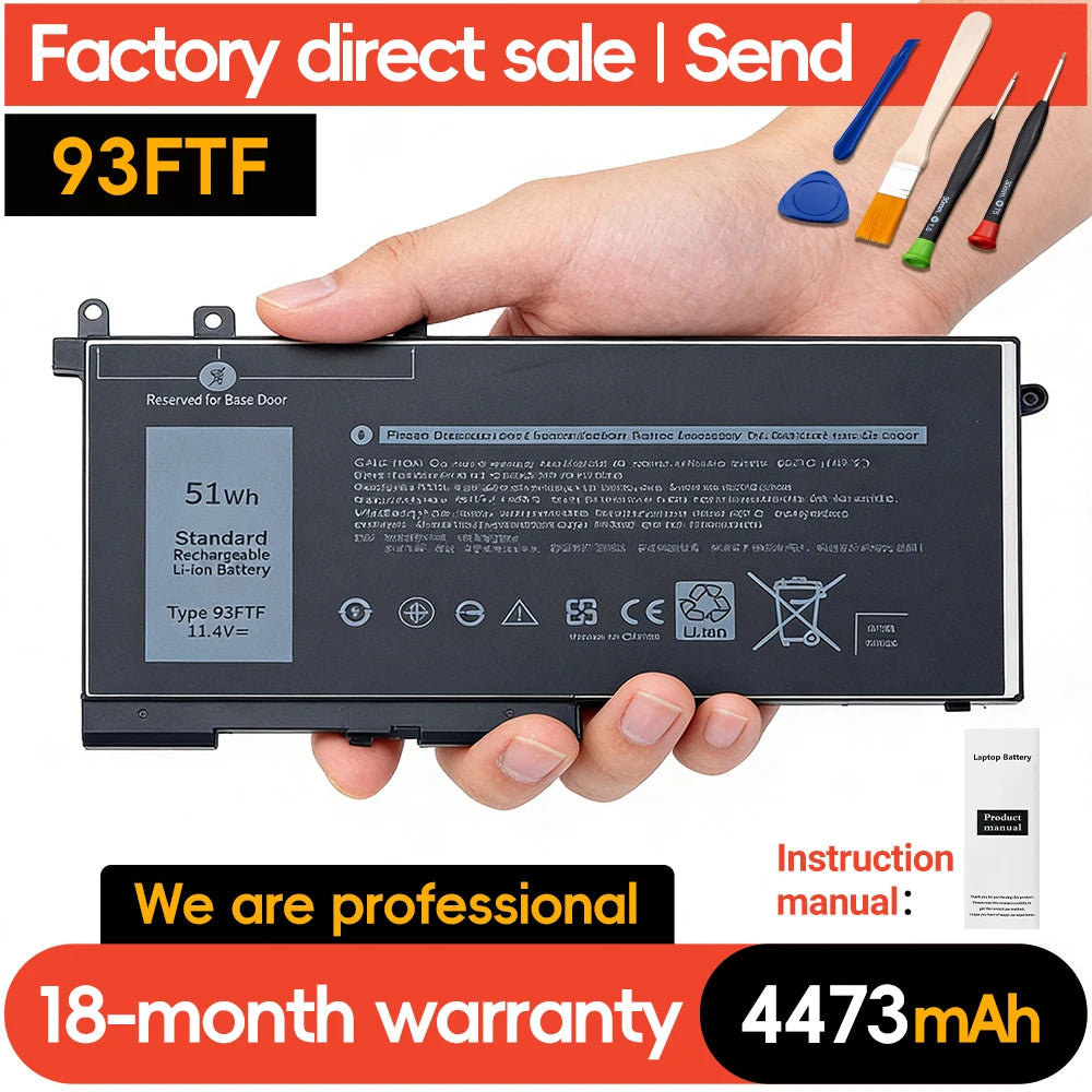 SUOZHAN 51Wh 93FTF Battery for Dell Latitude 5580 5480 5280 5590 5490 5491 5290 5288 5488 5495 5591 E5580 E5480 E5280 E5590
