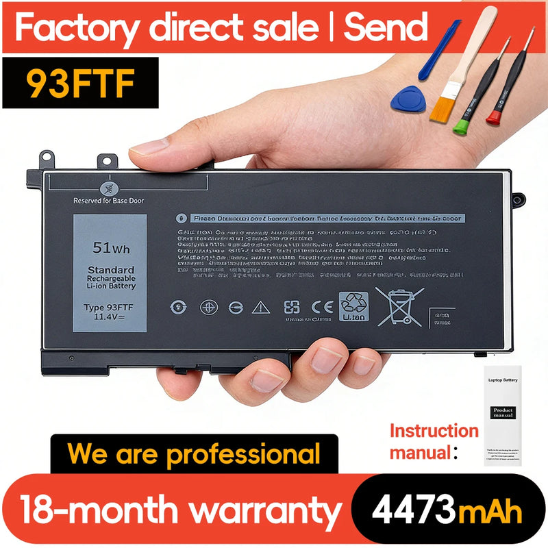 SUOZHAN 51Wh 93FTF Battery for Dell Latitude 5580 5480 5280 5590 5490 5491 5290 5288 5488 5495 5591 E5580 E5480 E5280 E5590