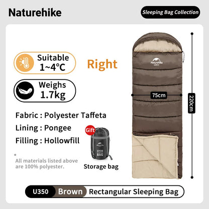 Naturehike Warm Sleeping Bag Ultralight Waterproof Splicable Double Sleeping Quilt Outdoor Winter Envelope Sleeping Bags