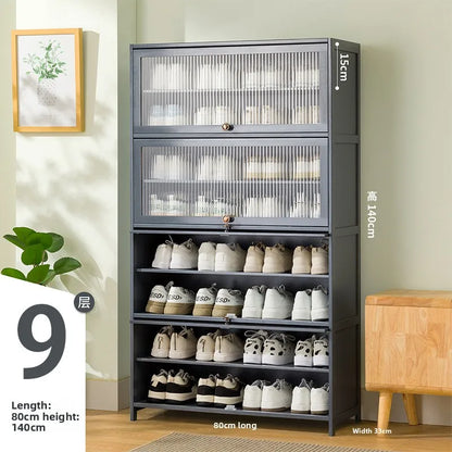 Shoe cabinet multi-layer storage rack household simple door entry balcony indoor large-capacity dust-proof shoe rack