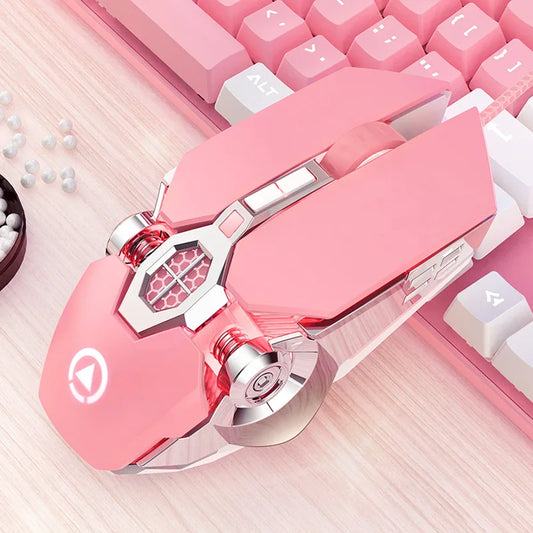 G30s Pink Mouse with RGB Backlit Light  Silence Click Wired Mice for PC