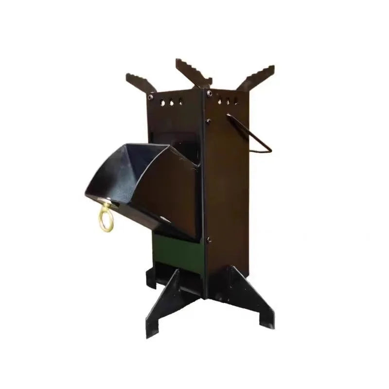 Portable Rocket Stove, Thick Manganese Steel Wood Burning Stove, Foldable Camping, Outdoor Cooking, Heating, Picnic