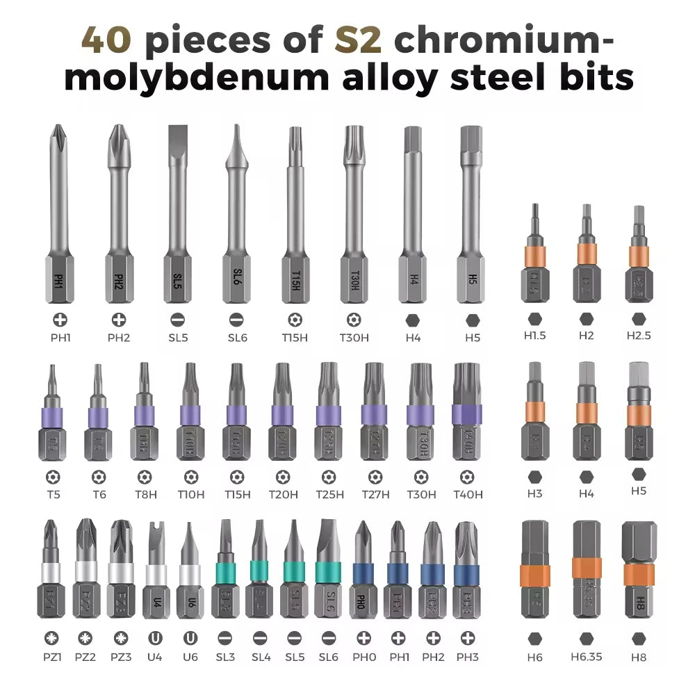 Ratchet Screwdriver Kit 42 in 1 Assembled Handle Multi-purpose Ratchet Wrench Screwdriver Magnetic Bits Tool Set DIY Repair Tool