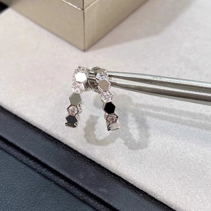 Fine Jewelry 925 Sterling Silver Women's Daily Work Jewelry. Elegant Hexagonal Design Trend Party Jewelry Holiday Gift