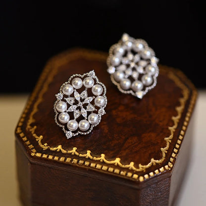 Vintage Fine Jewelry Daily Silver Jewelry Pearl rings for women luxury and exquisite temperament elegant gift adjusted