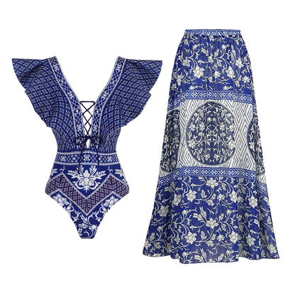 2023 New Arrival Push Up Women Bikini Set Floral Printed Ruffle Bikinis Strappy Bandage Swimwear Brazilian Biquini Bathing Suit