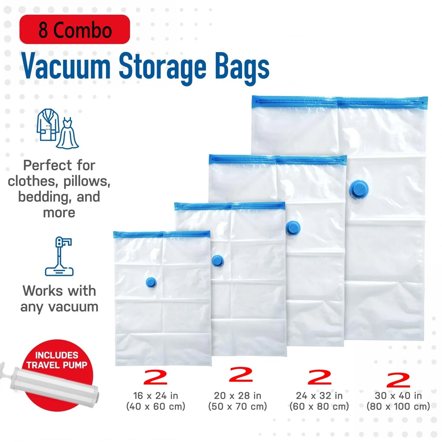 Vacuum Storage Bags, 15-Pack Space Saver Vacuum Storage Bags, Vacuum Seal Bags for Clothing, Clothes, Comforters and Blankets