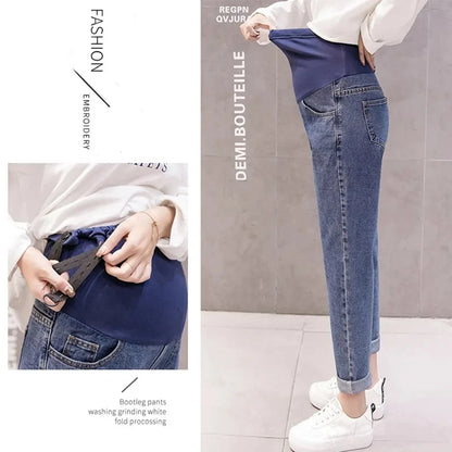 Pregnancy Abdominal Pants Jeans Maternity Pants For Pregnant Women Clothes High Waist Trousers Loose Denim Stretch Flared Jeans