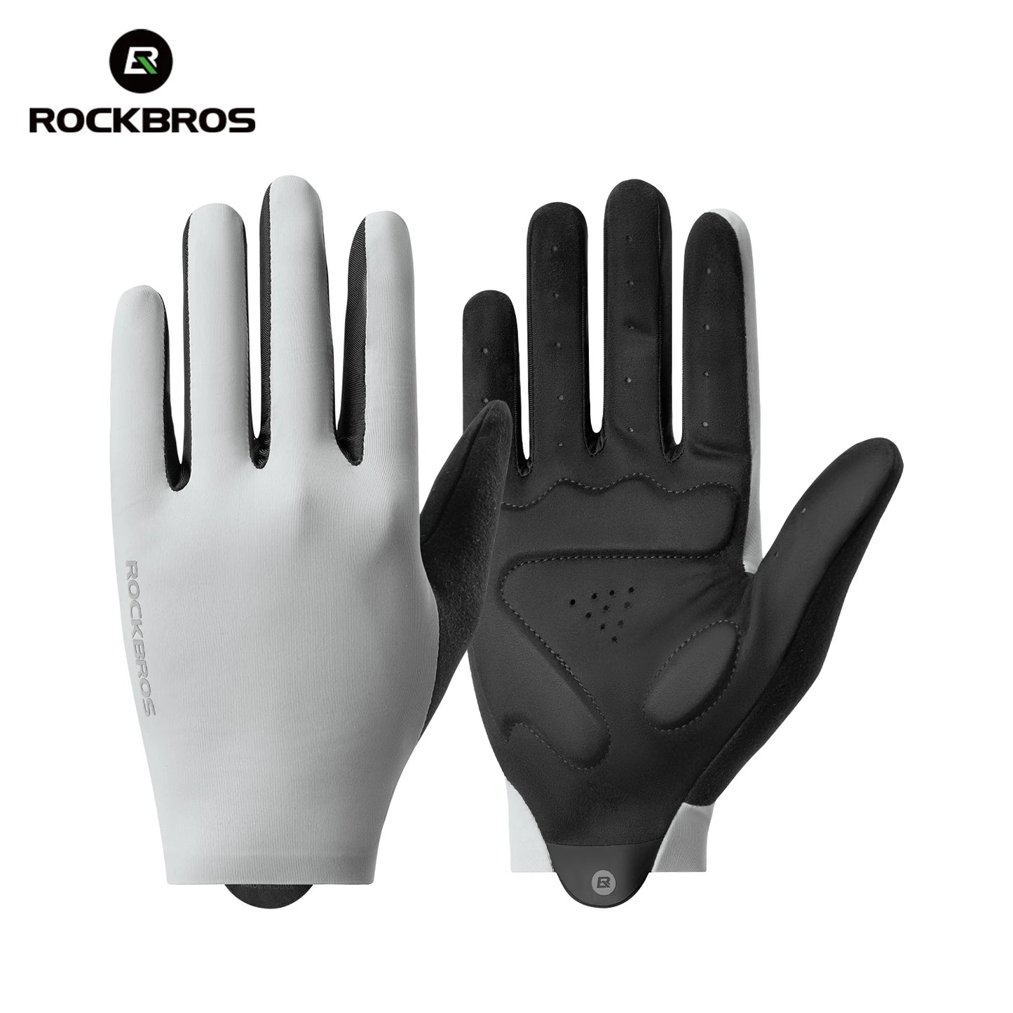 ROCKBROS Spring Summer Cycling Gloves Lightweight Breathable Full Finger Gloves Shock Absorption SBR Pad Anti-slip Sports Gloves