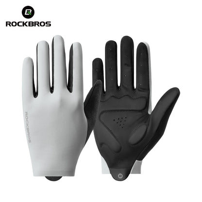 ROCKBROS Spring Summer Cycling Gloves Lightweight Breathable Full Finger Gloves Shock Absorption SBR Pad Anti-slip Sports Gloves