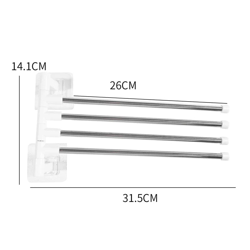 Bathroom Towel Rack Rotatable Towel Holder Space Aluminum 2/3/4/5/6-Bar Towel Hanger Kitchen Shelf Paper Hanging Wall Mounted