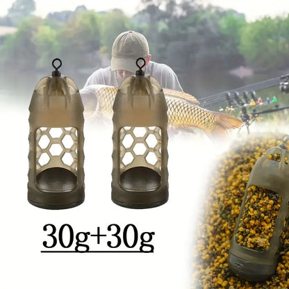 2/3pc Carp Fishing Feeder with Weight | Light Brown High-Density Polymer Bait Holder for Efficient Distribution & Easy Loading