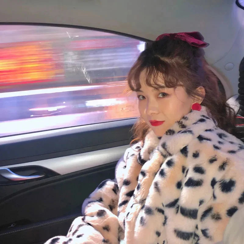 Korean Version 2025 Winter New Item Imitation fur Leopard Print fur Coat fur Integrated Coat Women's Cool Style Women's Clothing