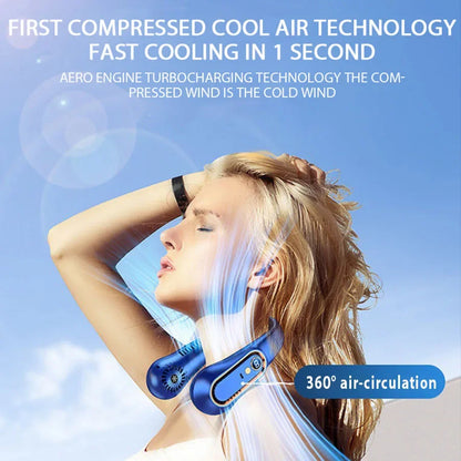 2025 New Best Sellers Wearable Neck Fan Portable Air Conditioner Bladeless Neck Fan Air Cooler 5 Gears and LED Display Screen