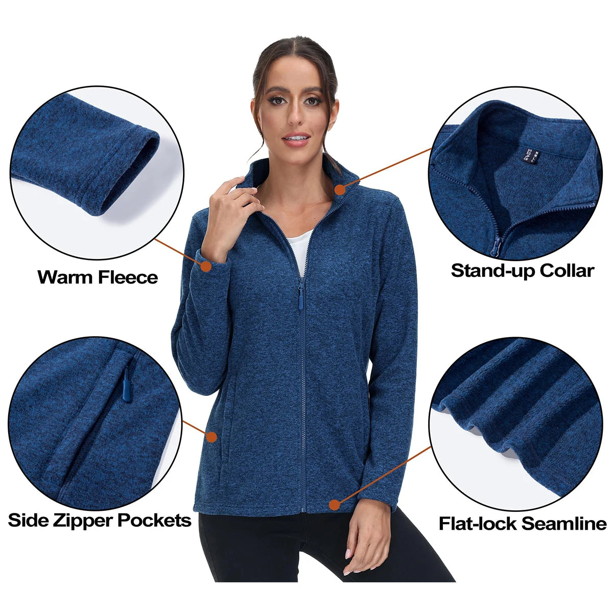 MAGCOMSEN Lightweight Women's Fleece Jackets Womens Athletic Warm Sweatshirts Casual Turtleneck Sweater Coat Sports Tops