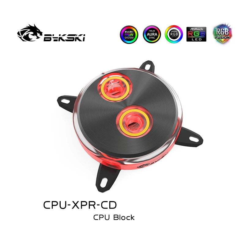 Bykski CPU-XPR-CD CPU Water Cooling Block for Intel Lga115x/1700/2011/2066 RGB/RBW Lighting CD Pattern System Microwaterway I7