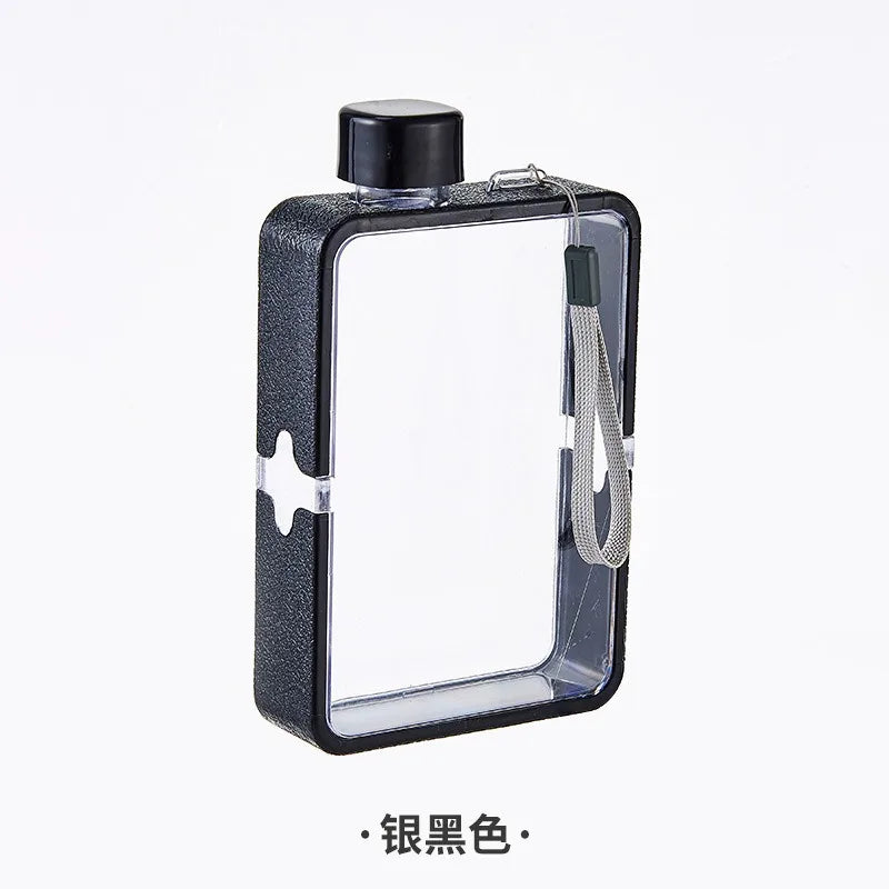 Plastic Flat Student Water Bottle Portable Fit in Handbag Free BPA Easy to Carry Transparent DIY Flask  Drop Ship Items
