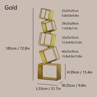 5 Layer Grid Bookshelf Modern Simple Foldable Storage Metal Living Study Room Decoration Corner Arrange Floor Standing Bookshelf