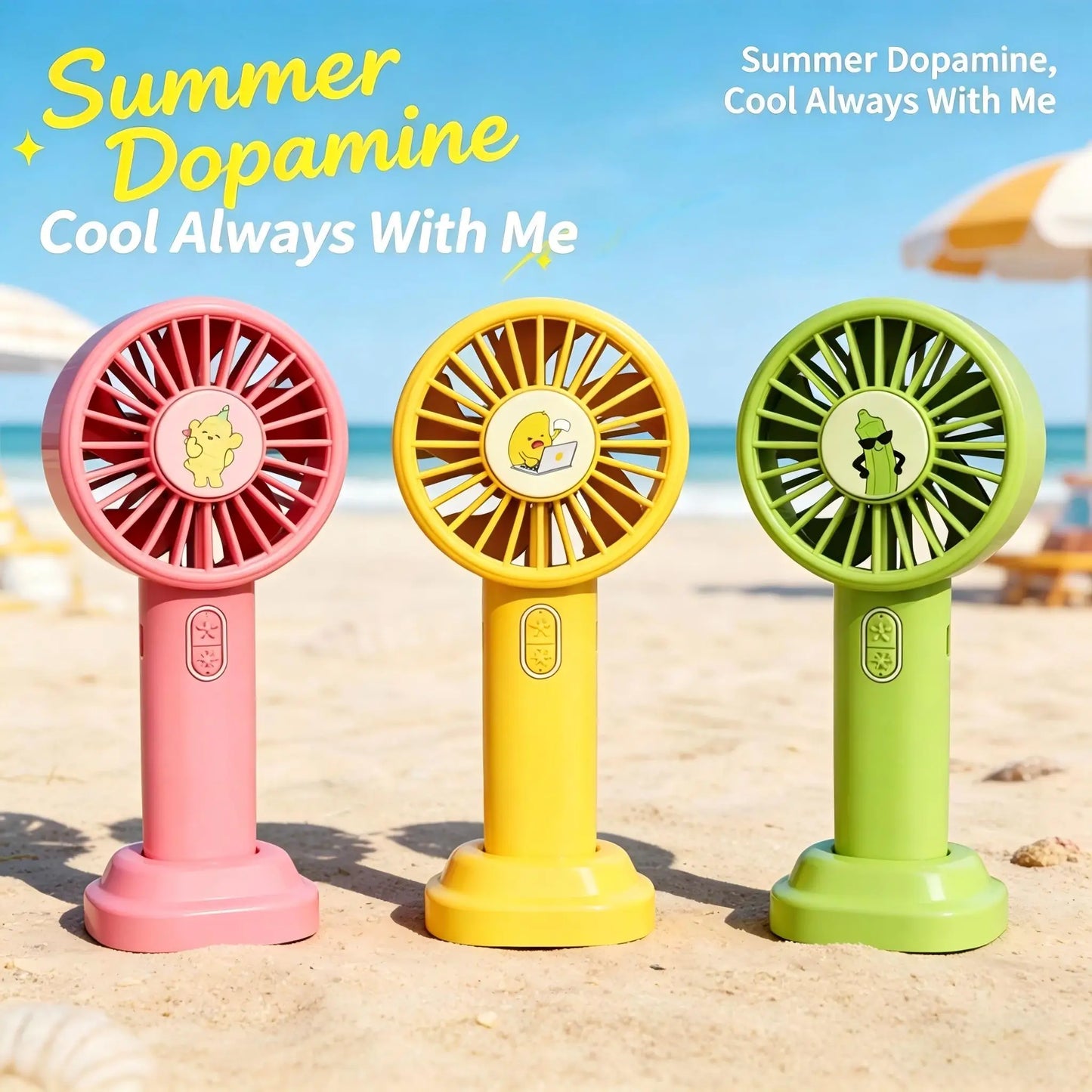 Portable Mini Handheld Fan Fruit Design Simple Fun 3-Speed Adjustable Rechargeable Summer  Cool Fan