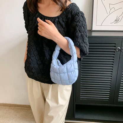 Mini Cloud Pleated Bags for Women Casual Quilted Handbag Nylon Padded Handle Bags Luxury Soft Puffy Bag Designer Underarm Bag