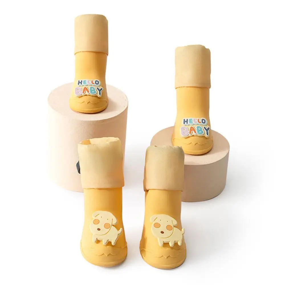 4Pcs/Set Pet Silicone Rain Boot Cartoon Cute Pet Rain Boot Waterproof Dog Shoe Foot Cover Outdoor Pet Paw Protector Pet Supplies