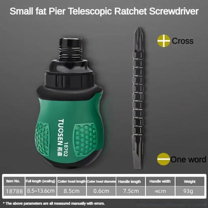 TUOSEN Ratchet One Word Screwdriver Sets Manual Magnetic Phillips Slotted Telescopic Double Head Screw Driver Bits Repair Tools