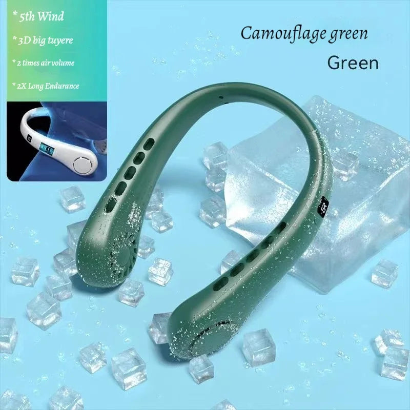 Portable Neck Fan, Hands-Free Bladeless, 5 Speeds, 4000 mAh Battery Operated Wearable Personal Fan, Twistable, Rechargeable