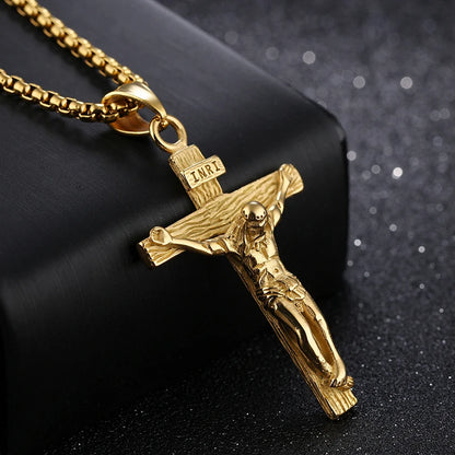 Christian Jesus Cross Necklace For Women Men Stainless Steel Chains Choker Religion Cross Pendants Jewelry Prayer Baptism Gifts