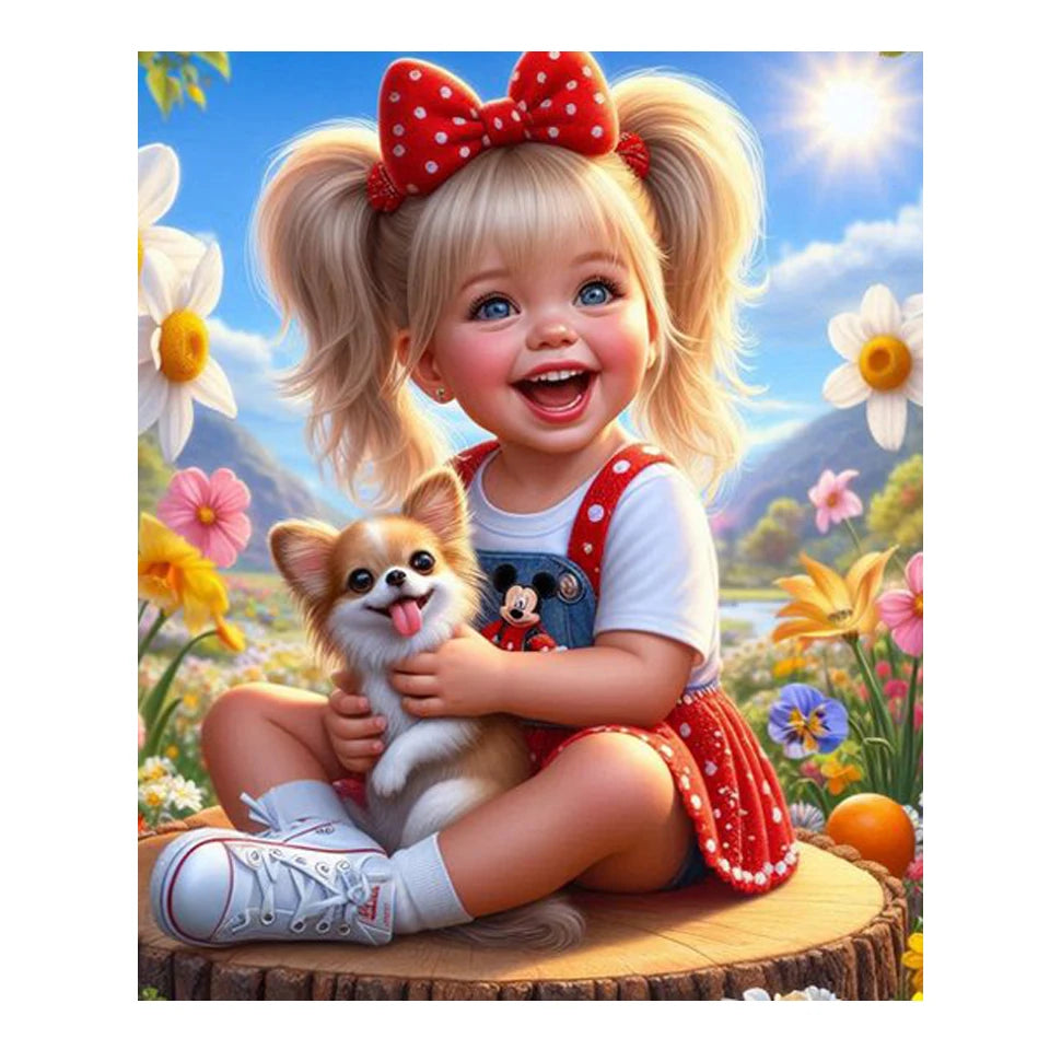 DIY Diamond Painting New 2024 Cross stitch Girl and Dog Mosaic Rhinestone Embroidery Kit Home Wall Decor Gift