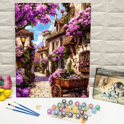 DIY Painting By Numbers On Canvas Flower House Digital Oil Painting Scenery Landscape Drawing On Canvas Wall Decor Living Room