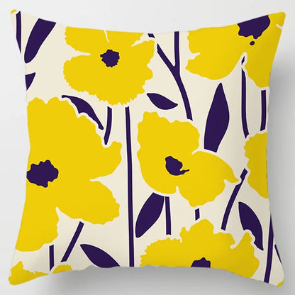 Modern Simple Yellow Flower Pillowcase Home Sofa  Lumbar   Cushion  Pillow
