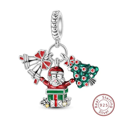 Original 925 Sterling Silver Charms Beads Winter Snowflake Snowman Igloo Penguin Pendant Fit Bracelet Women Jewelry Gift