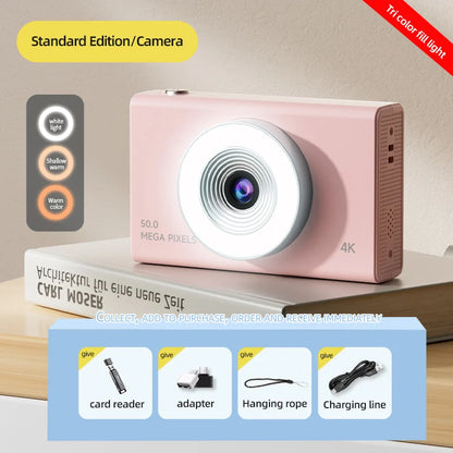 Digital Camera 4K High-definition Camera 50 Million Pixels Autofocus Portable Retro Camera CCD Travel Student Camera