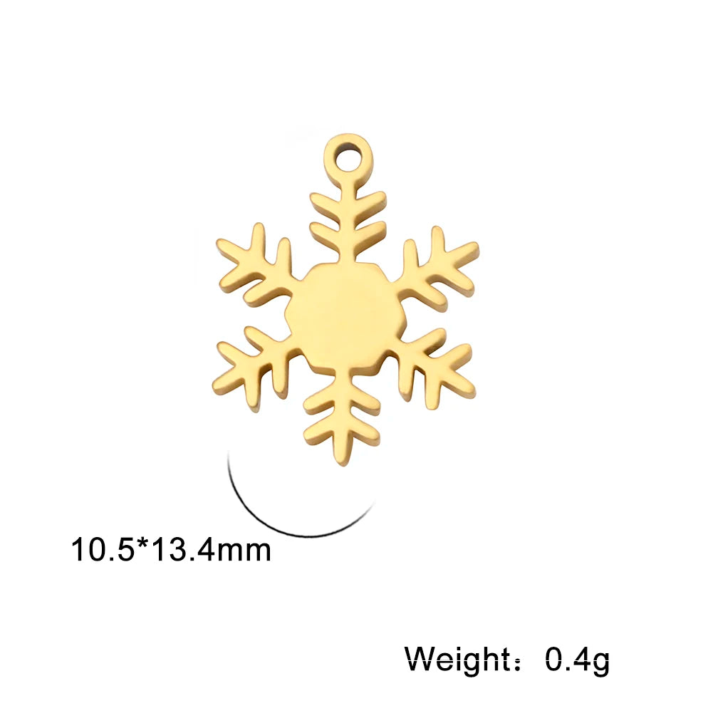 5pcs/Lot Snowflake Charms Stainless Steel Pendant for Necklace Bracelet Earring Jewelry Making DIY Accessories Wholesale