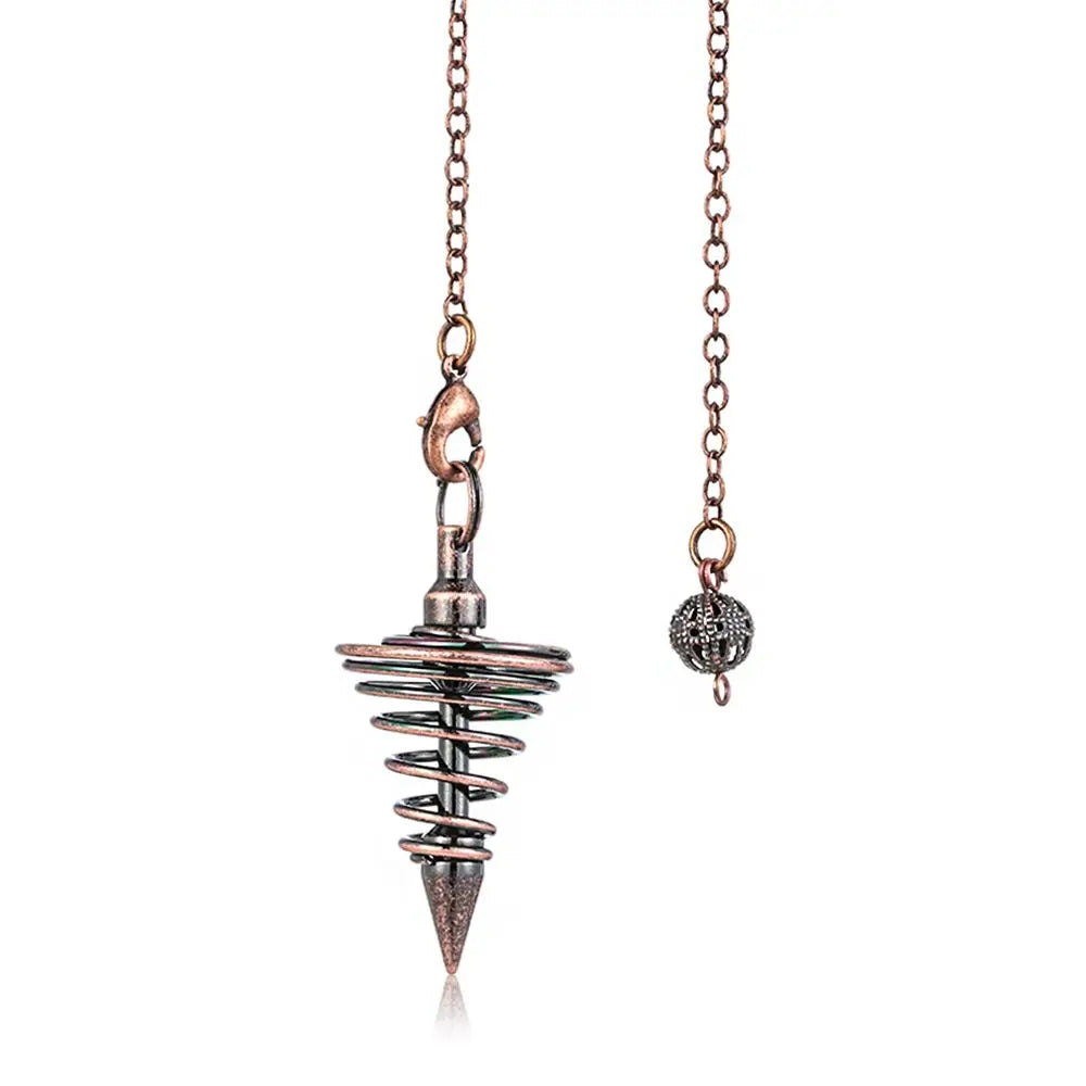 Fashion Jewelry New Rose Gold Dowsing Spiral Cone Pattern Healing Pyramid Pendule Reiki Amulet Reiki Pendulum Pendant