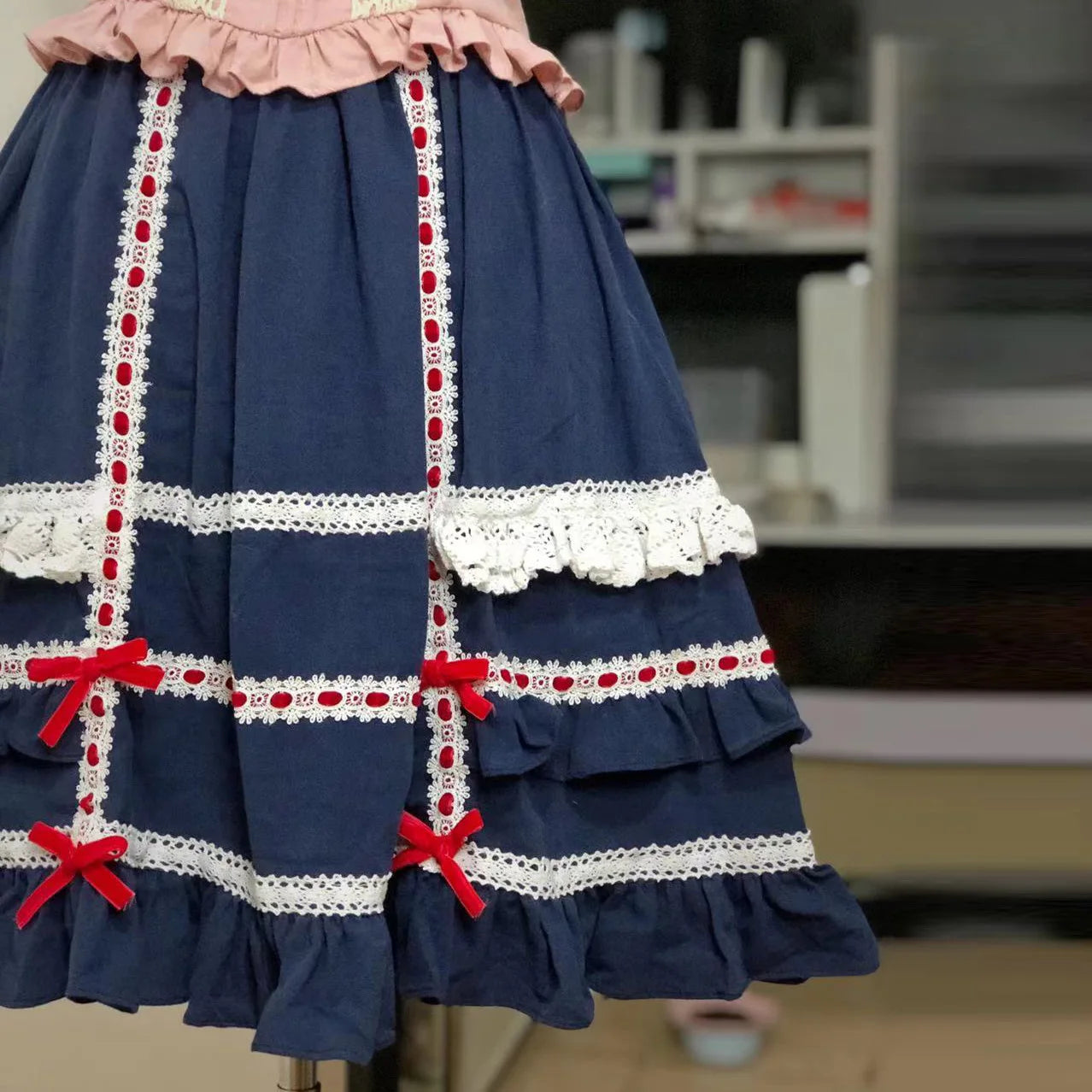 Harajuku Sweet Soft Girls Bow Lolita SK Skirt Female Women Ball Gown Cake Skirts AFC1910